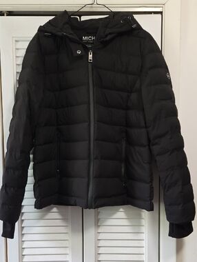 Michael Kors Black Down Blend Jacket with Silver Hardware